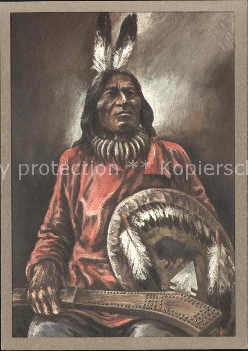 Indianer Native American Dakota-Krieger Zeichnung K.-D. Kubat
