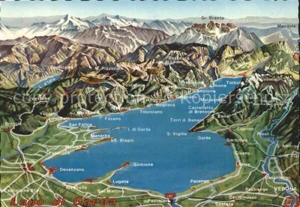 Lago di Garda Panoramakarte Toscolano S Viglio Bardol