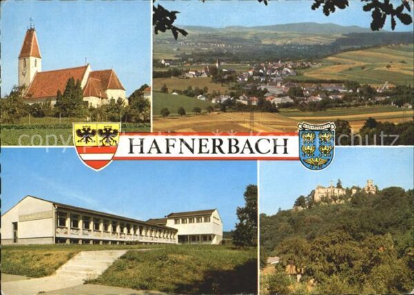 Hafnerbach Kirche Panorama Schule Ruine