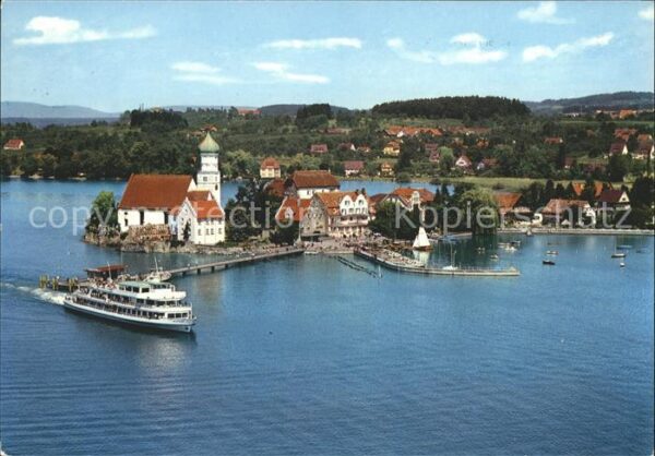 Wasserburg Bodensee Halbinsel Fahrgastschiff Fliegeraufnahm