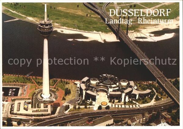 Duesseldorf Landtag und Fernmeldeturm Rheinturm Fli