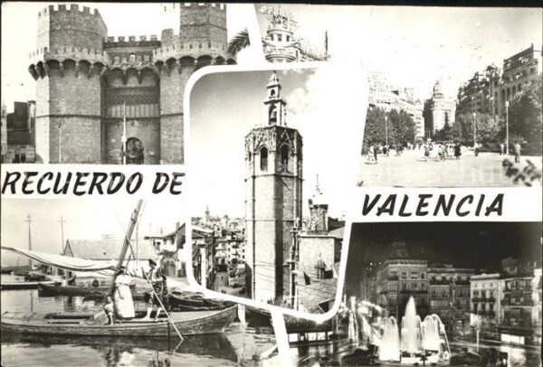 Valencia Valenciana Hafen Boot Spirngbrunnen Turm