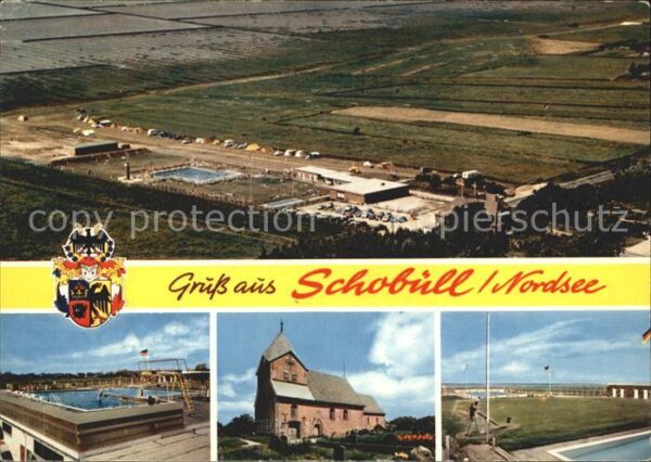 Schobuell Husum Schwimmbad Kirche Wappen Fliegeraufnahm