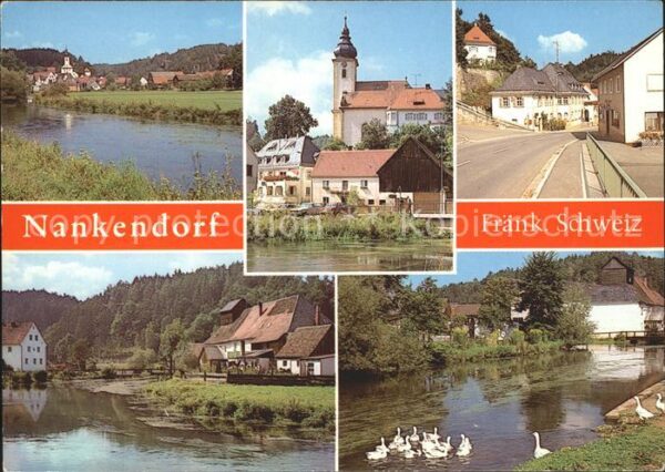 Nankendorf Ebermannstadt Partie an der Wiesent Schwäne Kirche St