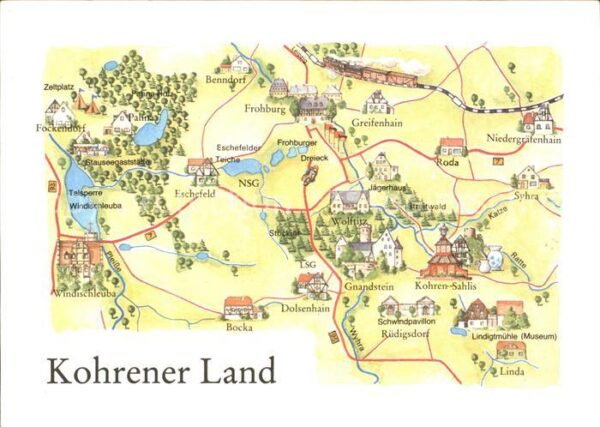 Kohren-Sahlis Übersichtskarte Kohrener Land Zeichnung