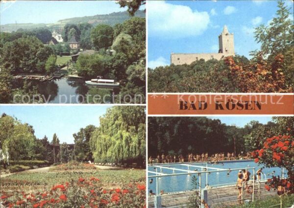 Bad Koesen Partie an der Saale Burg Schwimmbad Par
