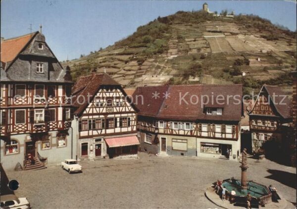 Heppenheim Bergstrasse Marktplatz Brunnen Fachwerkhaus Ruine S