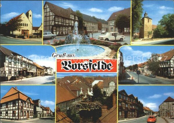 Borsfelde Teilansichten Brunnen Fachwerkhaus Turm