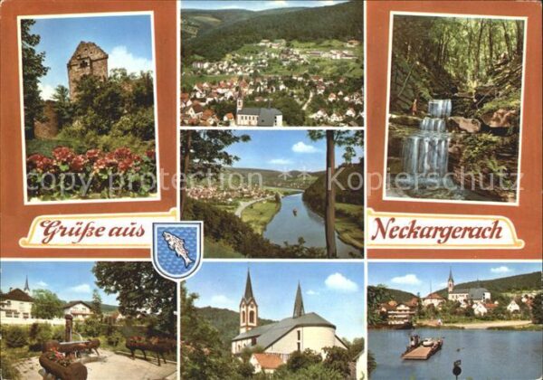 Neckargerach Gesamtansicht Neckar Burg Wasserfall Ki
