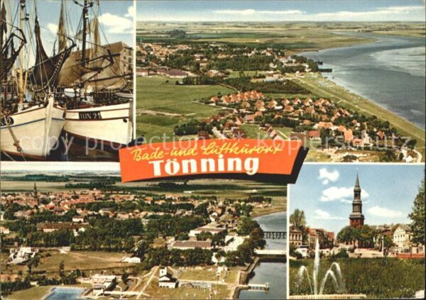 Toenning Nordseebad Fischkutter Kirche Fliegeraufnahme