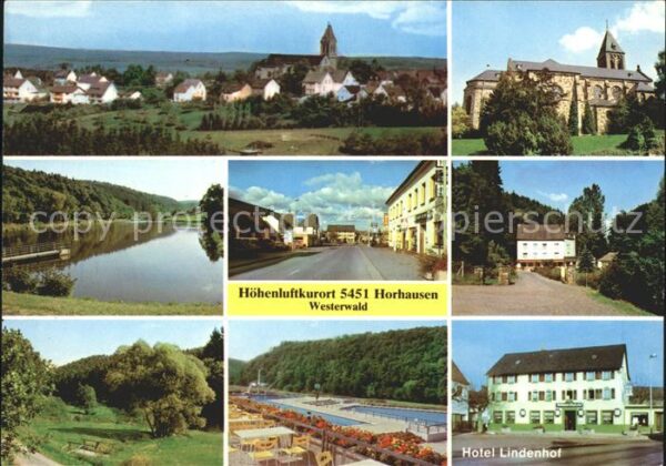 Horhausen Westerwald Ortsansicht mit Kirche Strassenpartie H