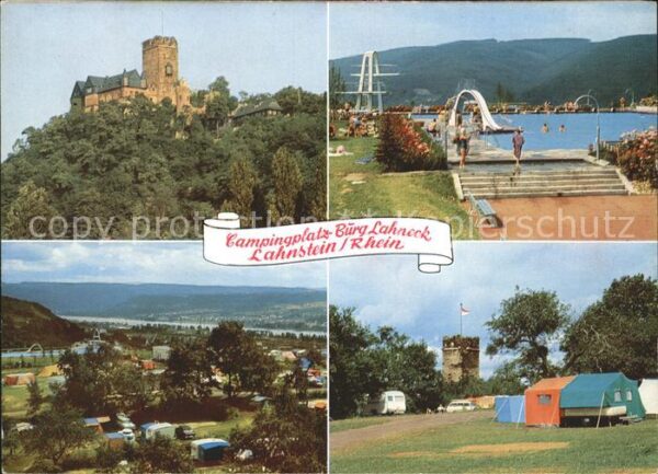 Lahnstein Campingplatz Burg Lahneck Panorama Schw
