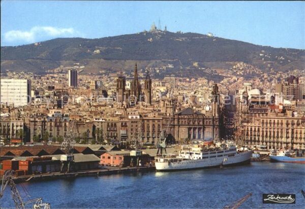 Barcelona Cataluna Hafen und Tibidabo im grunde