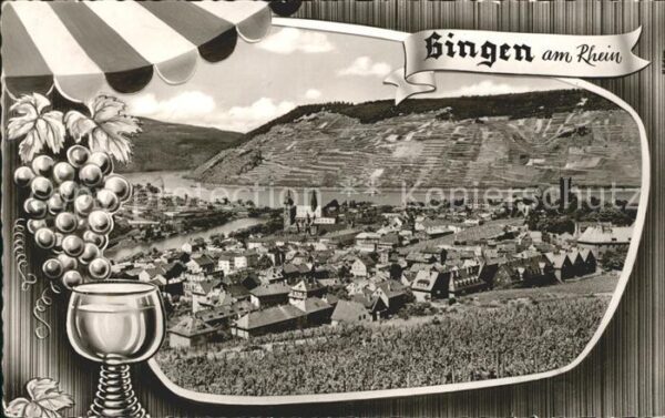 Bingen Rhein Bingerbrück mit Nahe Mündung Weinglas W