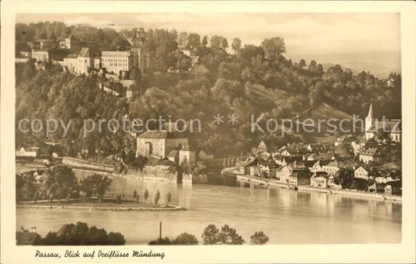Passau Blick auf Dreiflüsse Mündung
