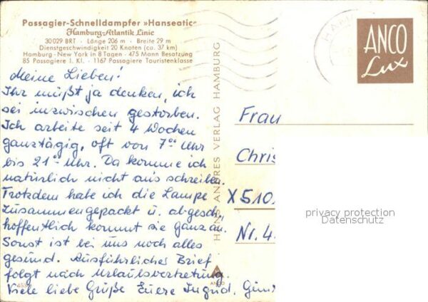 Dampfer Oceanliner Hanseatic Hamburg – Bild 2