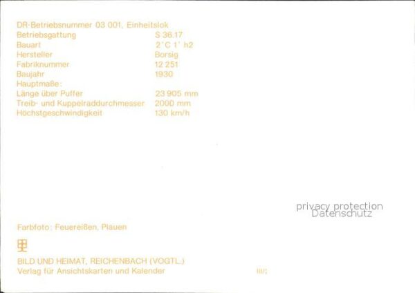 Lokomotive DR-Betriebsnummer 03 001 – Bild 2