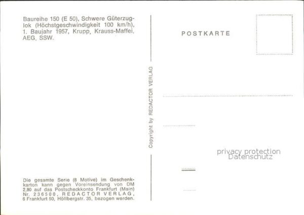Lokomotive Baureihe 150 E50 Güterzuglok – Bild 2