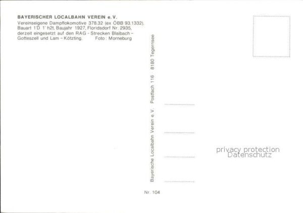 Lokomotive 378.32 Bayerischer Localbahn Verein – Bild 2