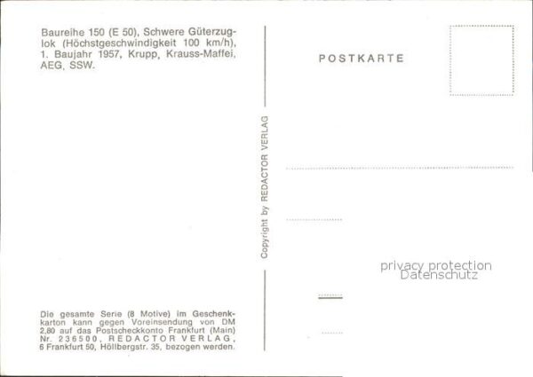 Lokomotive Baureihe 150 E50 Güterzuglok – Bild 2