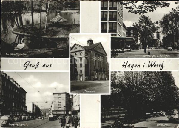 Hagen Westfalen Stadtgarten K?rnerstr und Rathaus Elber