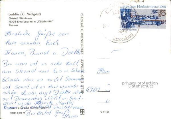 Koelpinsee Loddin FDGB Erholungsheim Kölpinshöh Zimmer – Bild 2