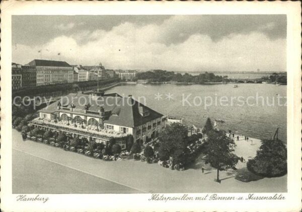 Hamburg Alsterpavillon mit Binnen und Aussenals