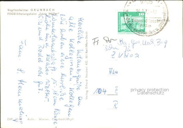 Gruenbach Vogtland FDGB Erholungsheim Louis Müller Winteri – Bild 2