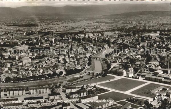 Rastatt mit Murg und Schwarzwaldbergen Fliegera