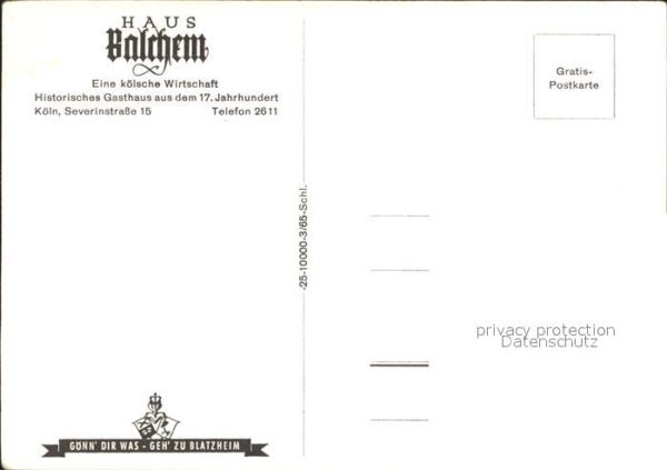 Koeln Rhein Haus Balchem Historisches Gasthaus aus – Bild 2
