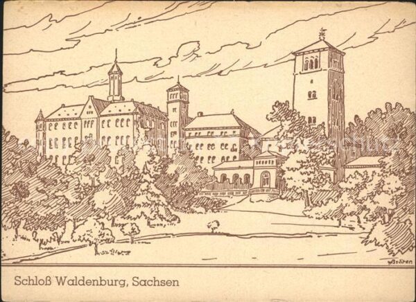Waldenburg Sachsen Schloss Waldenburg Zeichnung
