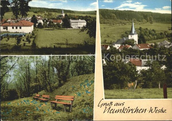 Neunkirchen Westerwald Ortsansichten Kirche Ruhebänke