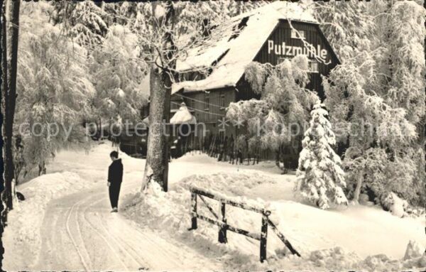 Oberpoebel Gaststätte Fremdenhof Putzmühle im Wint