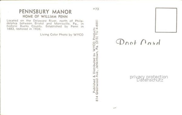 Philadelphia Pennsylvania Pennsbury Manor Home of William Penn – Bild 2
