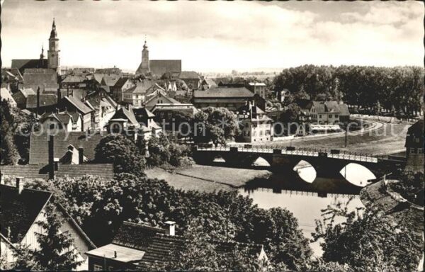 Crailsheim Ortsansicht mit Kirche Jagst Brücke