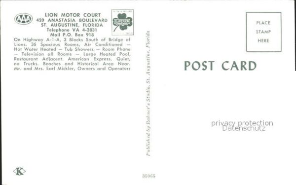 St Augustine Lion Motor Court Lobby Office Swimming – Bild 2