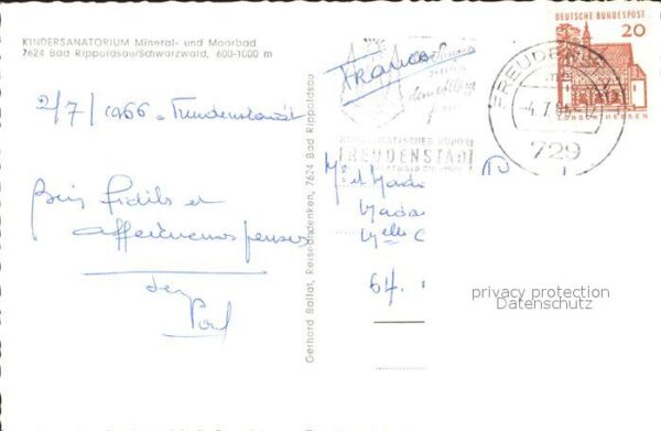 Bad Rippoldsau Schwarzwald Kindersanatorium Mineralbad Moorbad – Bild 2