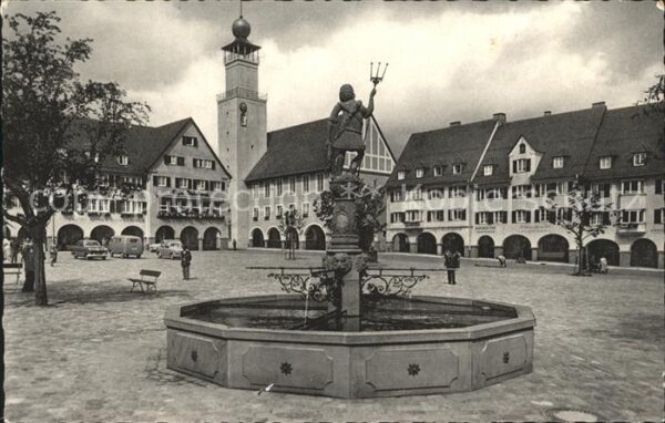 Freudenstadt Neues Rathaus Neptunbrunnen