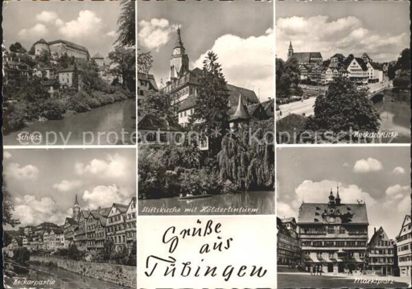 Tuebingen Schloss Neckarpartie Stiftskirche  Neck