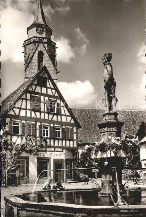 Dornstetten Wuerttemberg Marktbrunnen mit Kirche