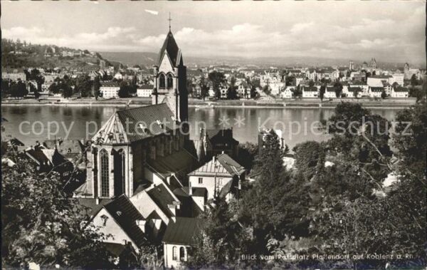 Koblenz Rhein Blick vom Rastplatz Pfaffendorf am Rhei