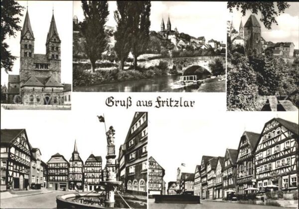 Fritzlar Kirche Stadtblick Burg Brunnen Strassen