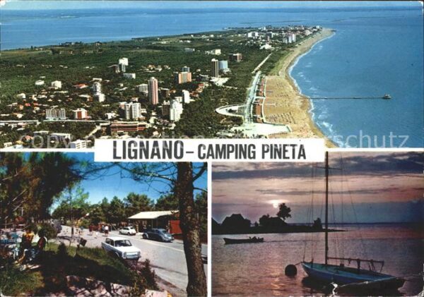 Lignano Fliegeraufnahme Camping Pineta