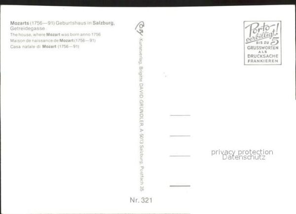 Salzburg Oesterreich Mozarts Geburtshaus Getreidegasse – Bild 2