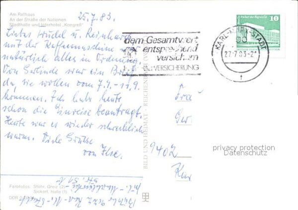 Karl-Marx-Stadt Rathaus Strasse der Nationen Stadthalle – Bild 2