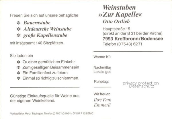 Kressbronn Bodensee Weinstuben zur Kapelle – Bild 2