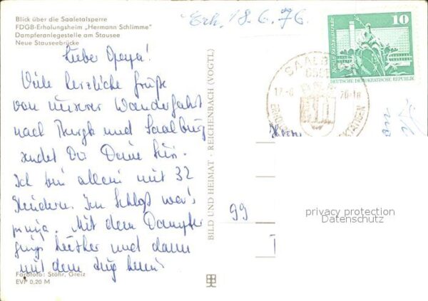 Saalburg Saale FDGB Erholungsheim Hermann Schlimme Sta – Bild 2