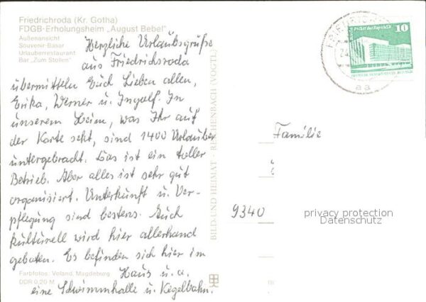 Friedrichroda FDGB Erholungsheim August Bebel Souveni – Bild 2