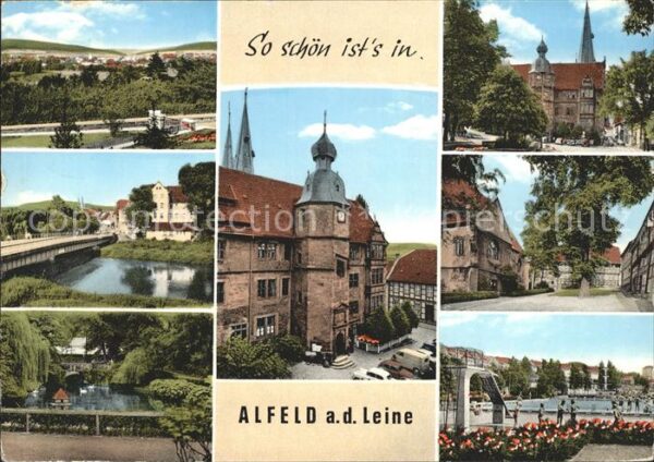 Alfeld Leine Panorama Leinebrücke Schloss Kirche Tei