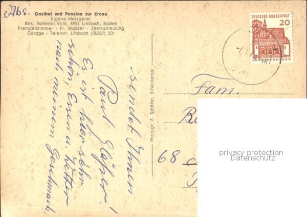 Limbach Baden Gasthof Pension zur Krone Mühle Metzger – Bild 2